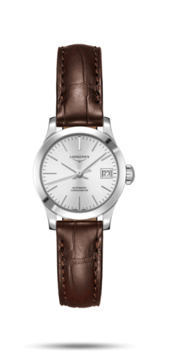 Longines Record 26mm Paslanmaz Çelik / Gümüş / Alligator, referans L2.320.4.72.2