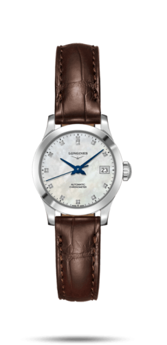 Longines Record 26mm Paslanmaz Çelik / MOP-Elmas / Alligator, referans L2.320.4.87.2