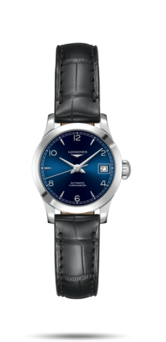 Longines Record 26mm Paslanmaz Çelik / Mavi-Arabic / Alligator, referans L2.320.4.96.2
