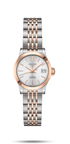 Longines Record 26mm Paslanmaz Çelik / Pembe Altın / Gümüş / Bilezik, referans L2.320.5.72.7