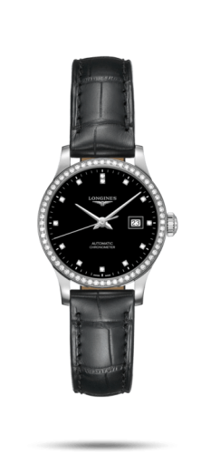 Longines Record 30mm Paslanmaz Çelik / Elmas / Siyah-Elmas / Bilezik, referans L2.321.0.57.6