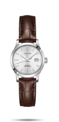 Longines Record 30mm Paslanmaz Çelik / Gümüş / Alligator, referans L2.321.4.72.2