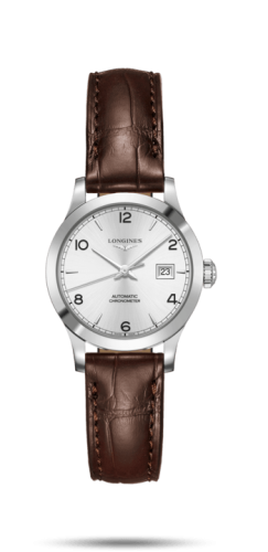 Longines Record 30mm Paslanmaz Çelik / Gümüş-Arabic / Alligator, referans L2.321.4.76.2