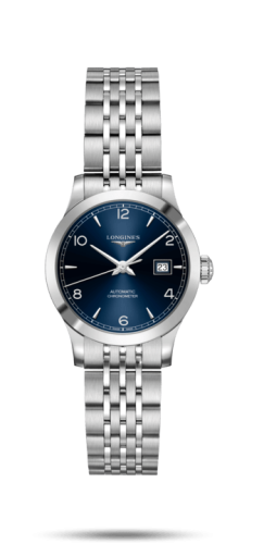Longines Record 30mm Paslanmaz Çelik / Mavi-Arabic / Bilezik, referans L2.321.4.96.6