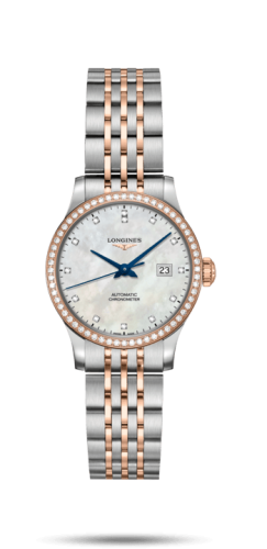 Longines Record 30mm Paslanmaz Çelik / Pembe Altın / Elmas / MOP-Elmas / Bilezik, referans L2.321.5.89.7