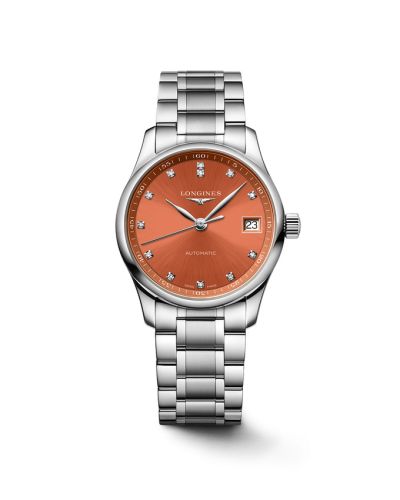 Longines Master Collection Date 34 Paslanmaz Çelik / Turuncu - Elmas / Bilezik, referans L2.357.4.08.6