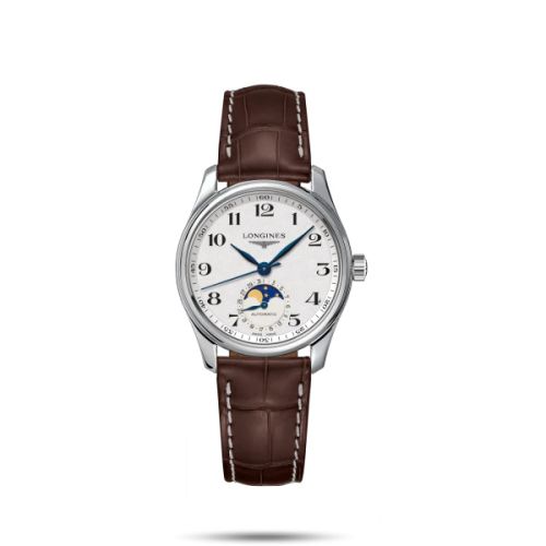 Master Collection 34 Moonphase Paslanmaz Çelik / Gümüş / Alligator