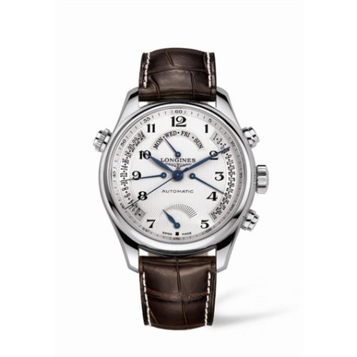 Longines Master Collection 44 Retrograde Power Reserve Paslanmaz Çelik / Gümüş-Arabic / Alligator, referans L2.716.4.78.3