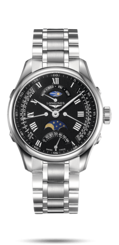 Longines Master Collection 41 Retrograde Moonphase Paslanmaz Çelik / Siyah-Roman / Bilezik, referans L2.738.4.51.6