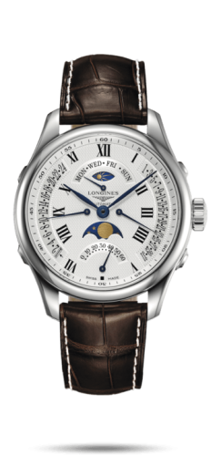 Longines Master Collection 41 Retrograde Moonphase Paslanmaz Çelik / Gümüş-Roman / Alligator XL, referans L2.738.4.71.5