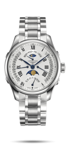 Longines Master Collection 41 Retrograde Moonphase Paslanmaz Çelik / Gümüş-Roman / Bilezik, referans L2.738.4.71.6