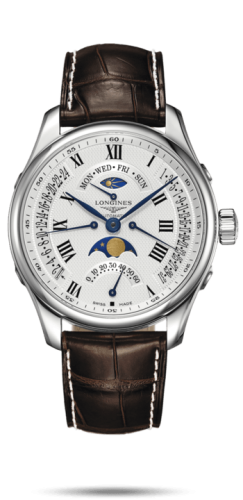 Longines Master Collection 44 Retrograde Moonphase Paslanmaz Çelik / Gümüş-Roman / Alligator XL, referans L2.739.4.71.5
