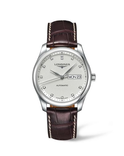 Longines Master Collection 38.5 Day Date Paslanmaz Çelik / Gümüş-Elmas / Alligator XL, referans L2.755.4.77.5