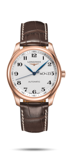 Longines Master Collection 38.5  Day Date Pembe Altın / Gümüş-Arabic / Alligator XL, referans L2.755.8.78.5