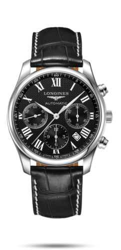 Longines Master Collection 42 Chronograph Paslanmaz Çelik / Siyah-Roman / Alligator XL, referans L2.759.4.51.8