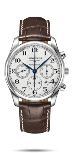 Longines Master Collection 42 Chronograph Paslanmaz Çelik / Gümüş-Arabic / Alligator XL, referans L2.759.4.78.5