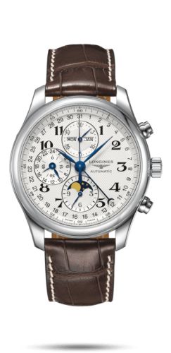 Longines Master Collection 42 Chronograph Calendar Paslanmaz Çelik / Gümüş-Arabic / Alligator XL, referans L2.773.4.78.5