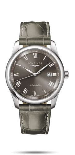 Longines Master Collection 40 Date Paslanmaz Çelik / Gri Roman / Alligator, referans L2.793.4.71.3