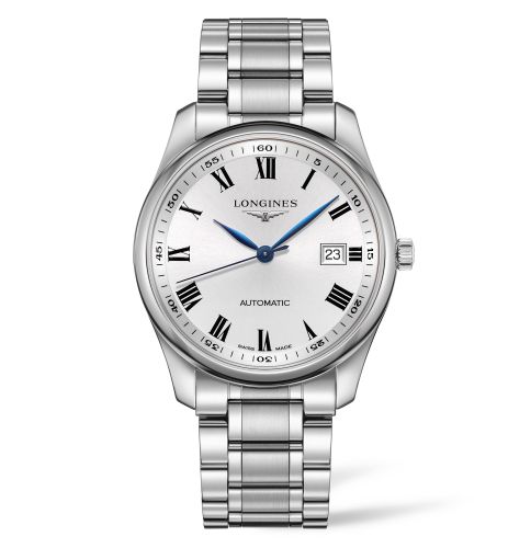 Longines Master Collection 40 Date Paslanmaz Çelik / Gümüş-Roman / Alligator / DFS, referans L2.793.4.96.6