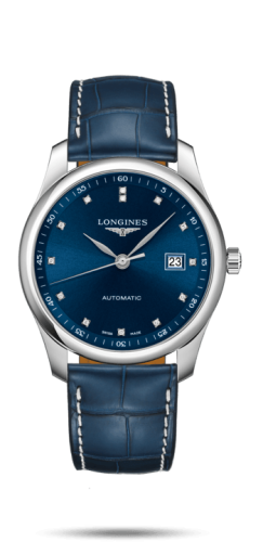 Longines Master Collection 40 Date Paslanmaz Çelik / Mavi-Elmas / Alligator, referans L2.793.4.97.0