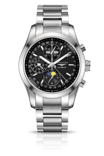 Longines Conquest Classic Moonphase Stainless Steel / Black / Bracelet 42mm, reference L2.798.4.52.6