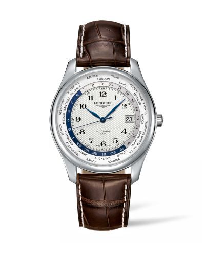 Longines Master Collection 42 World Time Paslanmaz Çelik / Gümüş-Arabic / Alligatro XL, referans L2.802.4.70.5