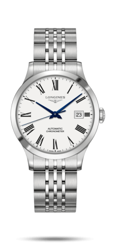 Longines Record 38.5mm Paslanmaz Çelik / Beyaz-Roman / Bilezik, referans L2.820.4.11.6