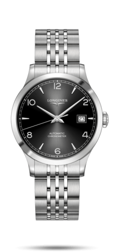 Longines Record 38.5mm Paslanmaz Çelik / Siyah Arabic / Bilezik, referans L2.820.4.56.6