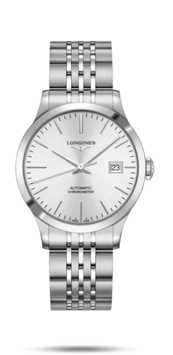 Longines Record 38.5mm Paslanmaz Çelik / Gümüş / Bilezik, referans L2.820.4.72.6
