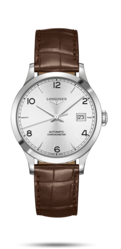 Longines Record 38.5mm Paslanmaz Çelik / Gümüş-Arabic / Alligator, referans L2.820.4.76.2