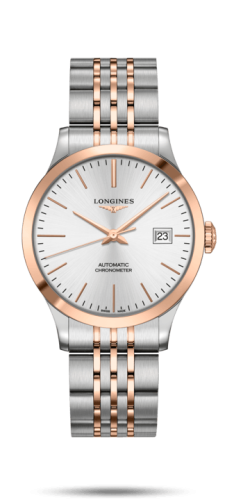 Longines Record 38.5mm Paslanmaz Çelik / Pembe Altın / Gümüş / Bilezik, referans L2.820.5.72.7