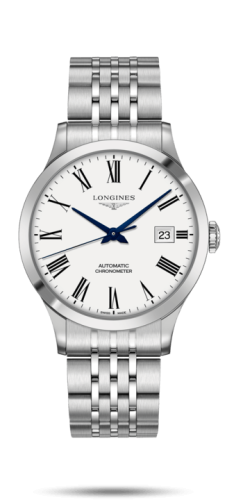 Longines Record 40mm Paslanmaz Çelik / Beyaz-Roman / Bilezik, referans L2.821.4.11.6