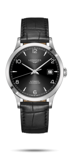 Longines Record 40mm Paslanmaz Çelik / Siyah-Arabic / Alligator, referans L2.821.4.56.2