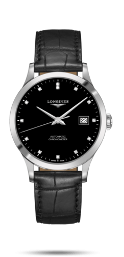 Longines Record 40mm Paslanmaz Çelik / Siyah-Elmas / Alligator, referans L2.821.4.57.2