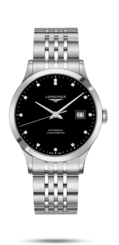 Longines Record 40mm Paslanmaz Çelik / Siyah-Elmas / Bilezik, referans L2.821.4.57.6