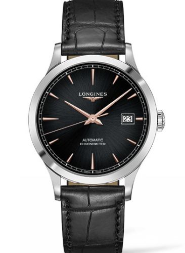 Longines Record 40mm Paslanmaz Çelik / Siyah / Alligator / Russia, referans L2.821.4.59.2