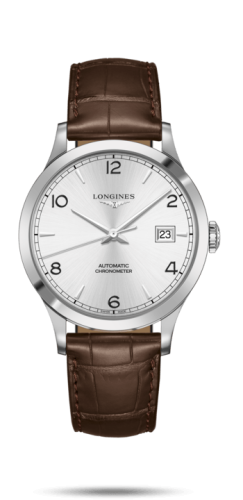 Longines Record 40mm Paslanmaz Çelik / Gümüş-Arabic / Alligator, referans L2.821.4.76.2