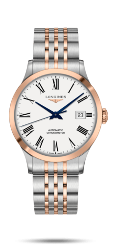 Longines Record 40mm Paslanmaz Çelik / Pembe Altın / Beyaz-Roman / Bilezik, referans L2.821.5.11.7
