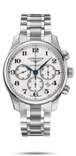 Longines Master Collection 44 Chronograph Paslanmaz Çelik / Gümüş-Arabic / Bilezik, referans L2.859.4.78.6