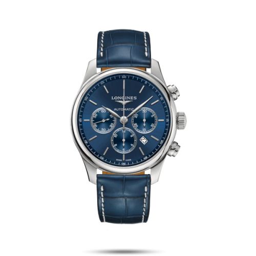 Longines Master Collection 44 Chronograph Paslanmaz Çelik / Mavi / Alligator, referans L2.859.4.92.0
