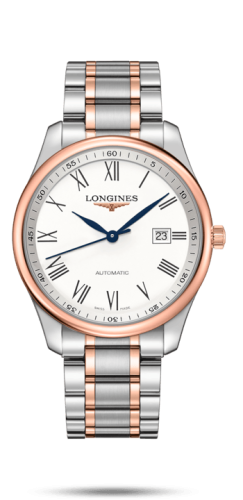 Longines Master Collection 42 Date Paslanmaz Çelik / Pembe Altın / Beyaz-Roman / Bilezik, referans L2.893.5.11.7