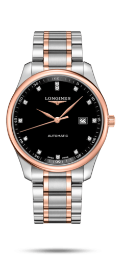 Longines Master Collection 42 Date Paslanmaz Çelik / Pembe Altın / Siyah-Elmas / Bilezik, referans L2.893.5.57.7