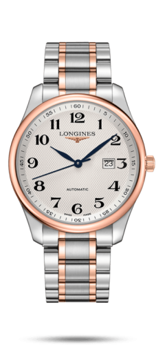 Longines Master Collection 42 Date Paslanmaz Çelik / Pembe Altın / Gümüş-Arabic / Bilezik, referans L2.893.5.79.7
