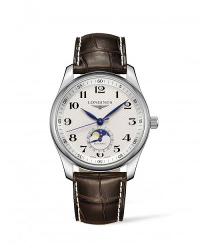 Longines Master Collection 40 Moonphase Paslanmaz Çelik / Gümüş-Arabic / Alligator, referans L2.909.4.78.3