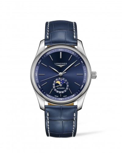 Longines Master Collection 40 Moonphase Paslanmaz Çelik / Mavi / Alligator, referans L2.909.4.92.0