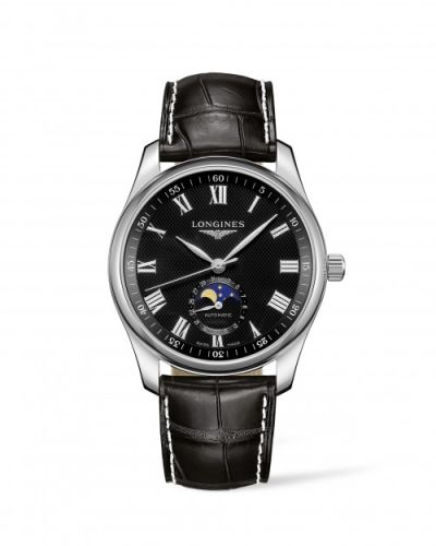 Longines Master Collection 42 Moonphase Paslanmaz Çelik / Siyah-Roman / Alligator XL, referans L2.919.4.51.8