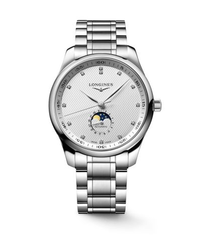 Longines Master Collection 42 Moonphase Paslanmaz Çelik / Gümüş - Elmas / Bilezik, referans L2.919.4.77.6