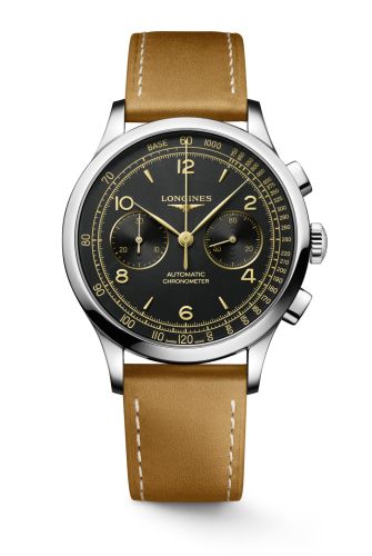 Longines Record Heritage Chronograph Paslanmaz Çelik / Siyah, referans L2.921.4.56.2
