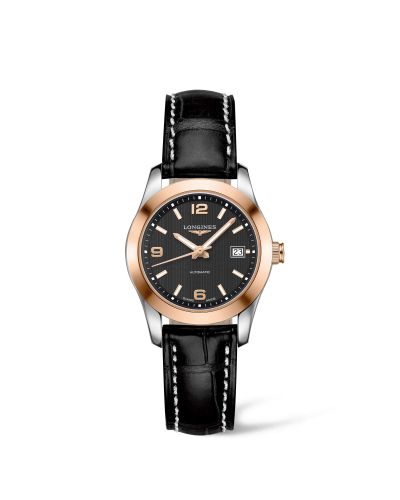Conquest Classic Automatic 29.5 Paslanmaz Çelik / Kırmızı Altın / Siyah / Kayış