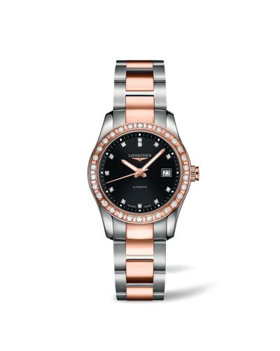 Conquest Classic Automatic 29.5 Paslanmaz Çelik / Kırmızı Altın / Elmas / Siyah / Bilezik